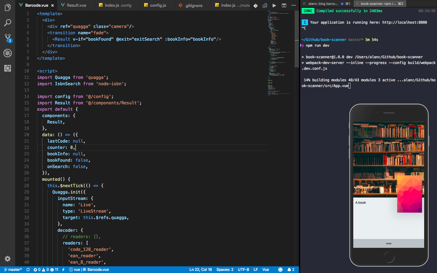 Development environment with vscode and iTerm